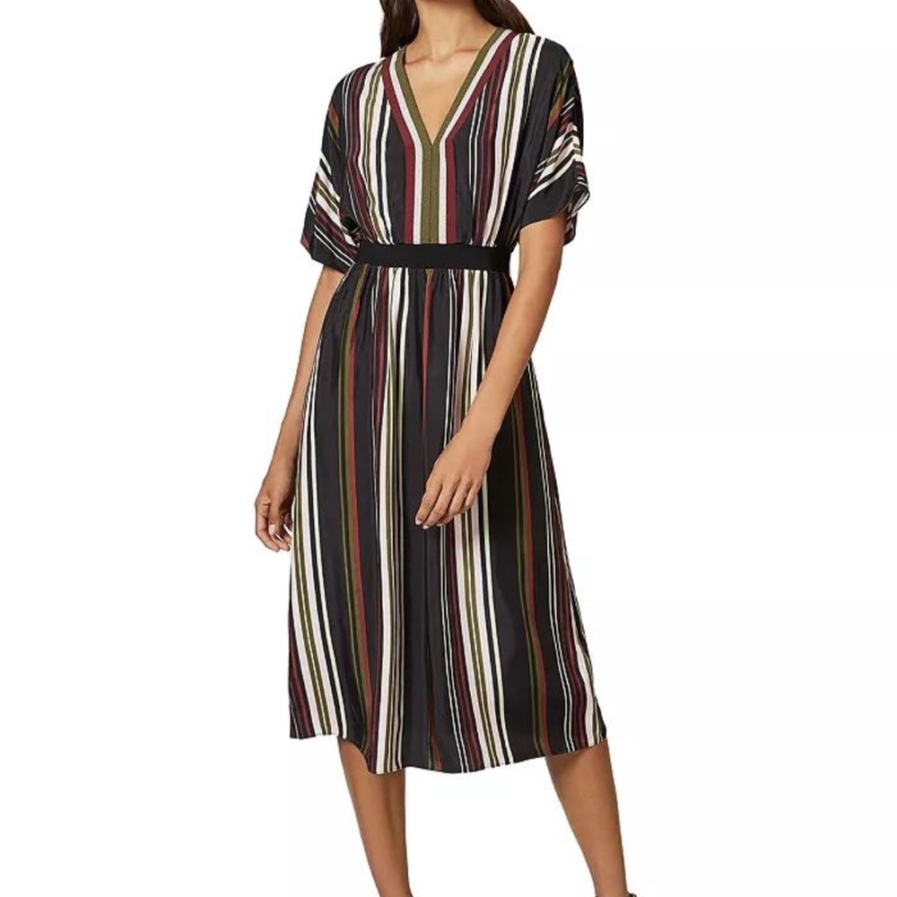 Ted Baker Striped V-Neck Midi Dress